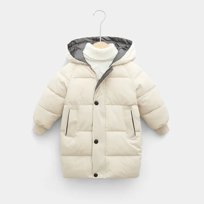 Kids Solid Color Pattern Hooded Down Cotton Jackets/Parkas childrensterritory