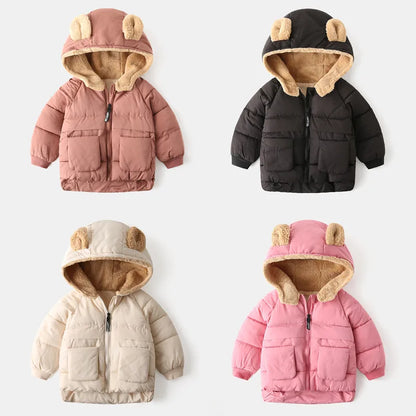 Plus Velvet Thick Hooded Parka Jacket for Kids Girls, and Boys childrensterritory