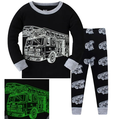Kids Boys Cartoon Print Long Sleeve Cotton Sleepwear childrensterritory