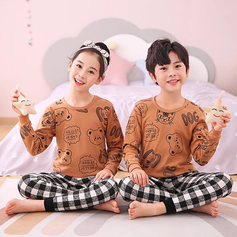 Kids Unisex Cartoon and Floral Print Soft Sleepwear Pajamas Sets childrensterritory