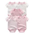 Cartoon Print Baby Girls Short Sleeve Cotton Romper Set