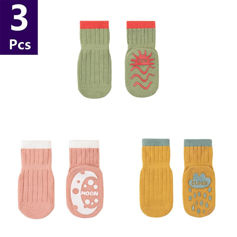 Cute Pattern: 3 Pairs/lot Anti-Slip Baby Cotton Socks childrensterritory