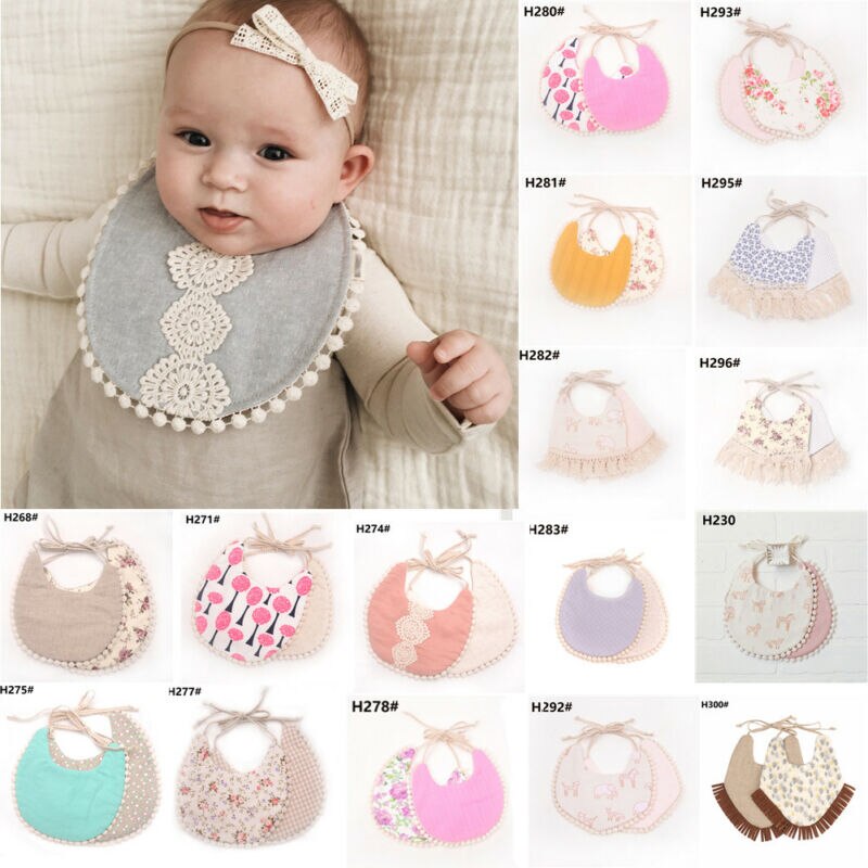 Baby Tassel Double-deck Bib | Cotton Linen Burp Cloths childrensterritory
