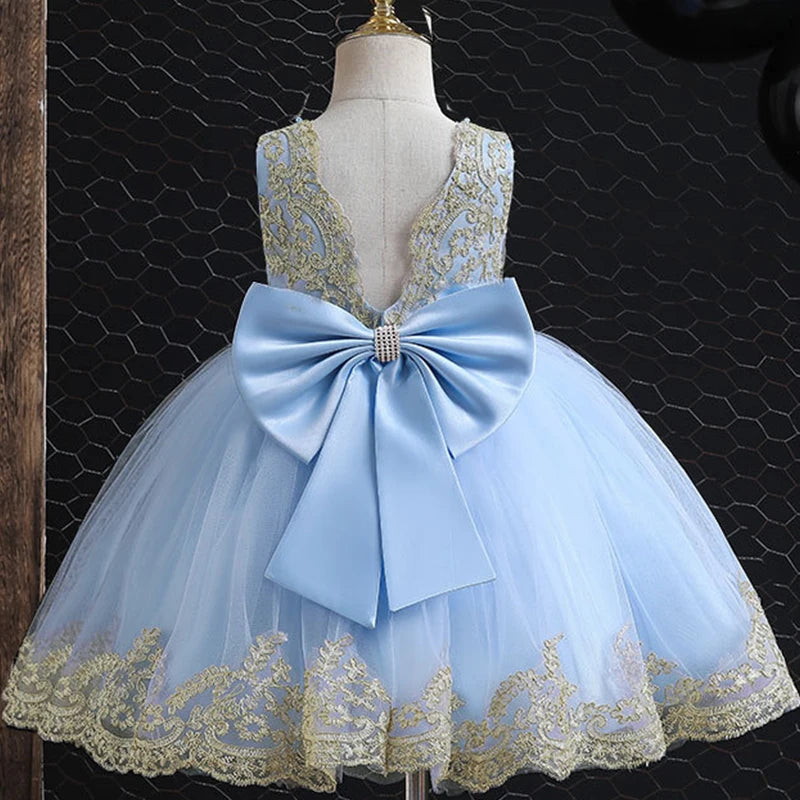Kids Girls Big Bow and Lace Design Tutu Princess Dresses childrensterritory
