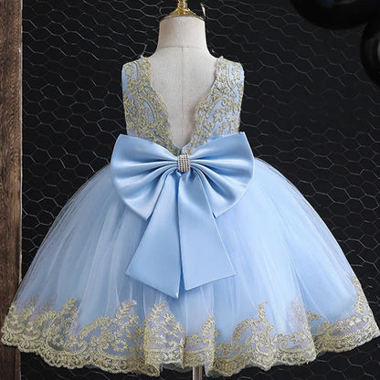 Kids Girls Big Bow and Lace Design Tutu Princess Dresses childrensterritory