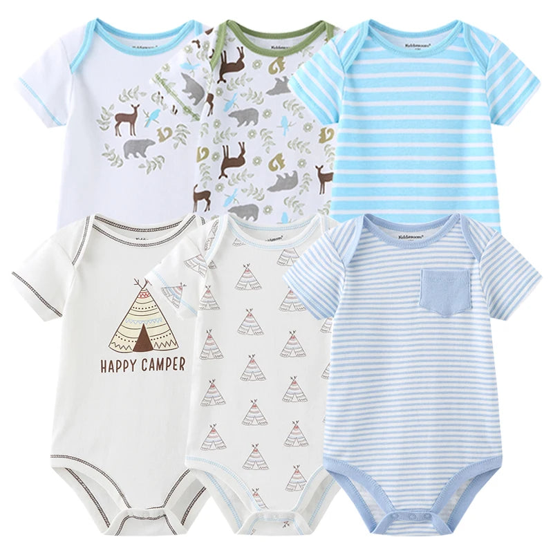 6Pcs/Lot Cartoon Design Soft Cotton Baby Rompers childrensterritory