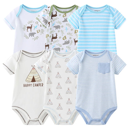 6Pcs/Lot Cartoon Design Soft Cotton Baby Rompers childrensterritory