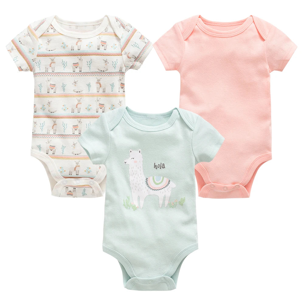 6 pcs/lot Baby Girls Cartoon Print Bodysuits for Summer childrensterritory