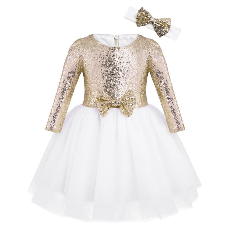 Flower Sequins Formal Dresses for Kids Girls Birthday/Baptism childrensterritory