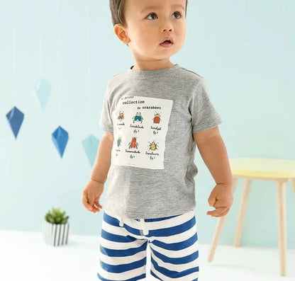 Kids Boys Short Sleeve Cartoon Print Clothing Sets childrensterritory