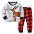 Kid Boys Girls Deer T-shirt Red Plaid Pants 2 Piece Outfit Set childrensterritory