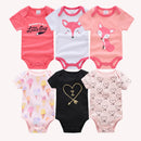 6 pcs/lot Baby Girls Cartoon Print Bodysuits for Summer childrensterritory