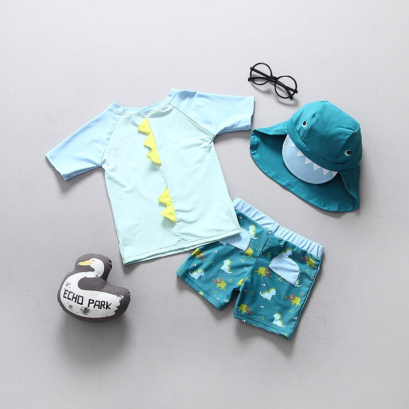 Baby/Kids Boys Dinosaur Print 3Pcs Swimsuit | Beachwear childrensterritory