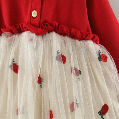 Baby Girl First Birthday Red Princess Dress childrensterritory
