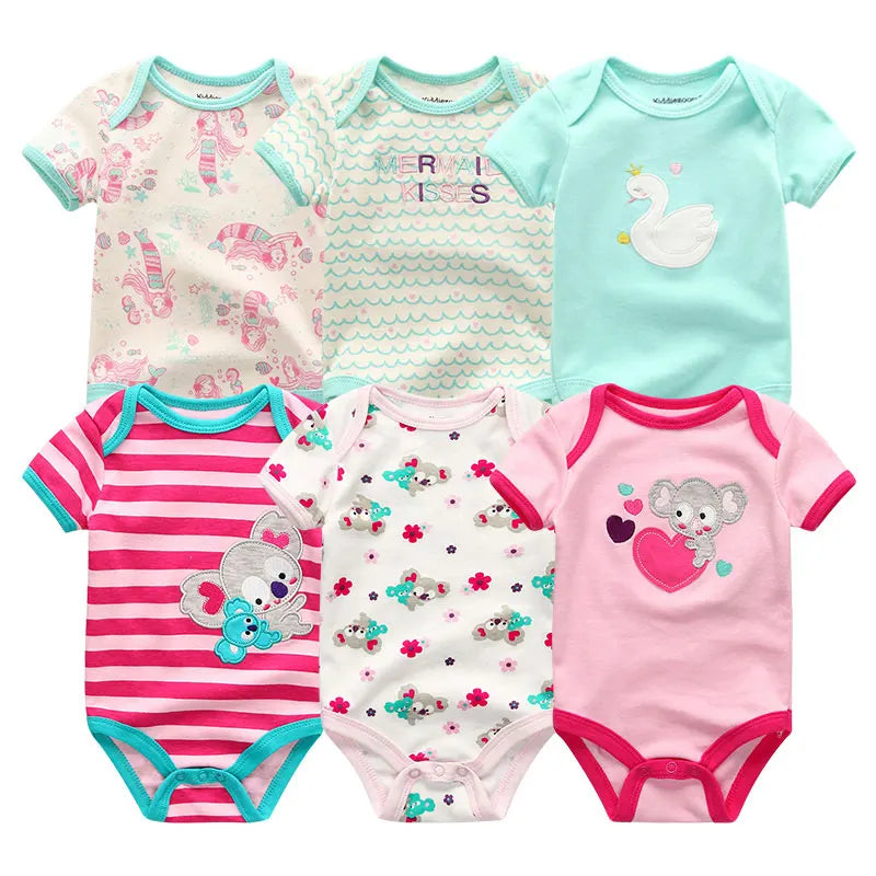 6Pcs/Lot Cartoon Design Soft Cotton Baby Rompers childrensterritory