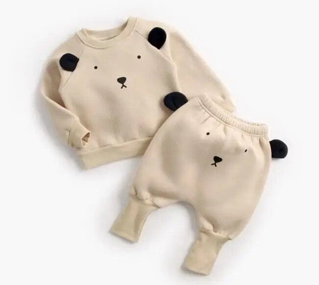 Animal Printed 2Pcs Casual Warm Baby Clothes Sets Tops + Pants childrensterritory
