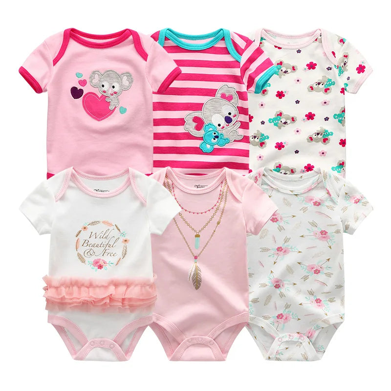 6Pcs/Lot Cartoon Design Soft Cotton Baby Rompers childrensterritory