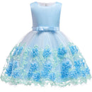Sleeveless Bow Lace Design Girls Party Dresses childrensterritory