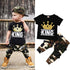 Little Boys King Crown Print Top and Camo Pants 2PCS Outfits Set childrensterritory