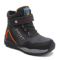 Kids Boys Black And Skyblue Mid-Calf Leather Snow Boots childrensterritory