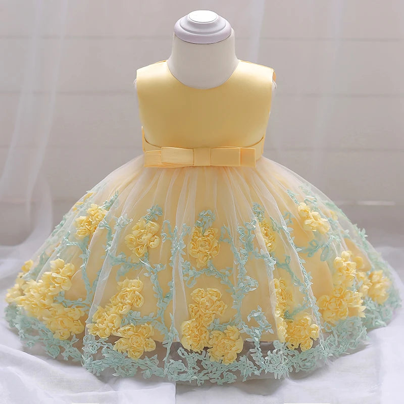Sleeveless Flower Print Party Dresses For Girls