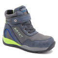 Kids Boys Black And Skyblue Mid-Calf Leather Snow Boots childrensterritory