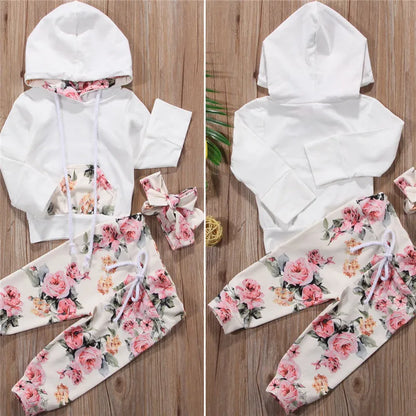 Lovely Sweat Shirt Hoodies+Pants Set for Baby Girls