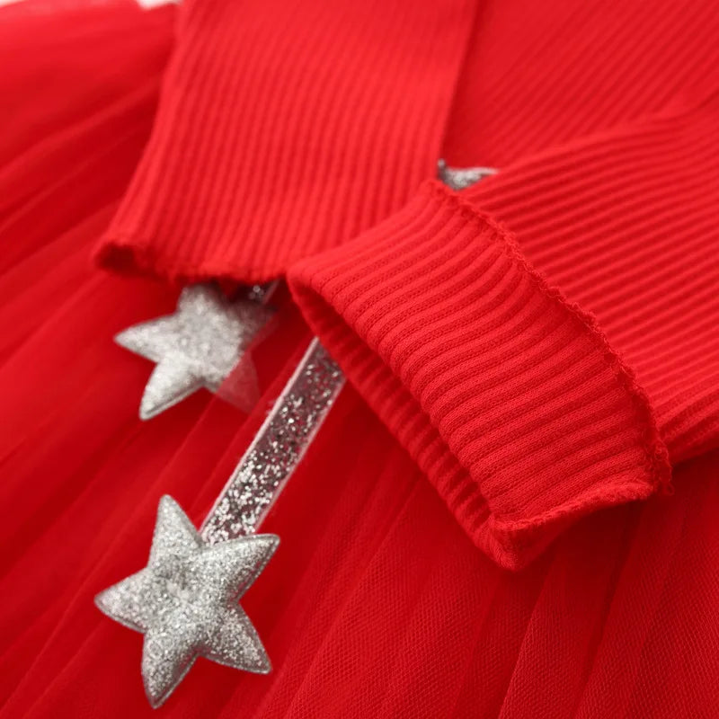 Toddler Girls Fluffy Sweater Dresses With Star Design childrensterritory
