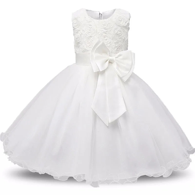 Sleeveless Bow Lace Design Girls Party Dresses childrensterritory