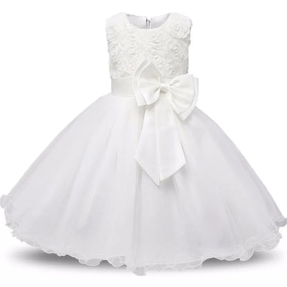 Sleeveless Bow Lace Design Girls Party Dresses childrensterritory