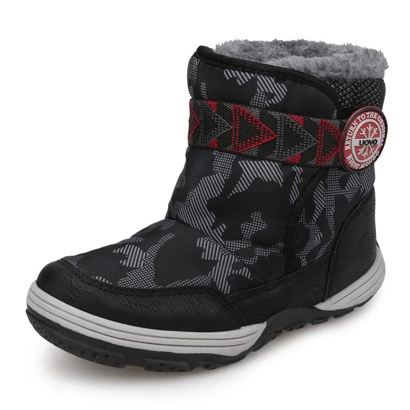 Kids Printed Warm Snow Shoes With Fur Design childrensterritory