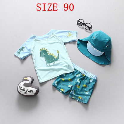 Baby/Kids Boys Dinosaur Print 3Pcs Swimsuit | Beachwear childrensterritory