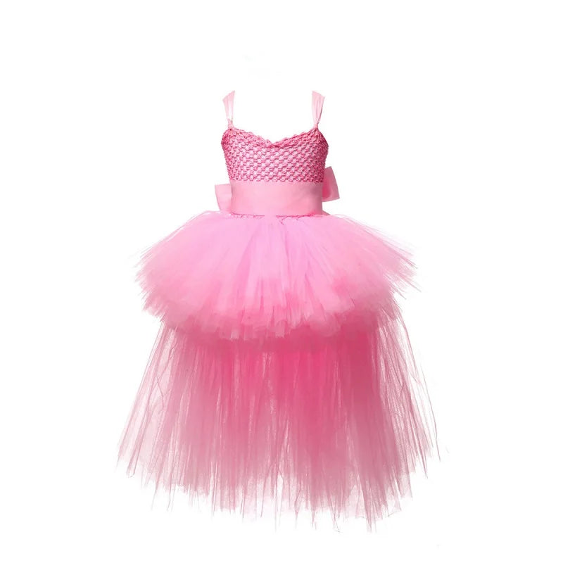 Kids Girls V-neck Evening Birthday Party Tulle Dresses