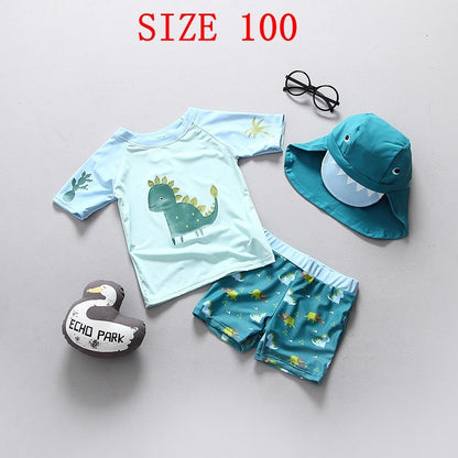 Baby/Kids Boys Dinosaur Print 3Pcs Swimsuit | Beachwear childrensterritory