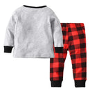 Kid Boys Girls Deer T-shirt Red Plaid Pants 2 Piece Outfit Set childrensterritory