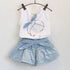 Little Girls Doll Print Vest + Shorts 2PCS Summer Outfit Set childrensterritory