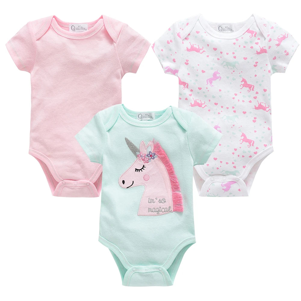 6 pcs/lot Baby Girls Cartoon Print Bodysuits for Summer childrensterritory