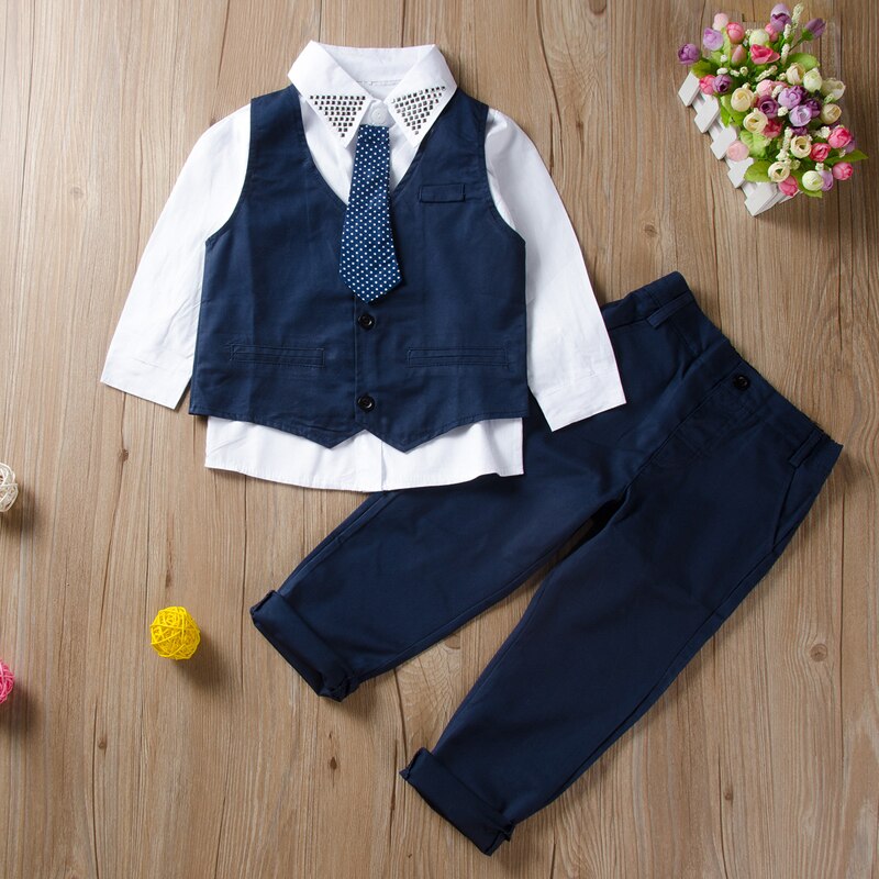 Solid 3PCS Formal Clothing Set for Kids Boys childrensterritory