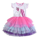 Kids Girls Unicorn Embroidery Birthday Tutu Dresses childrensterritory