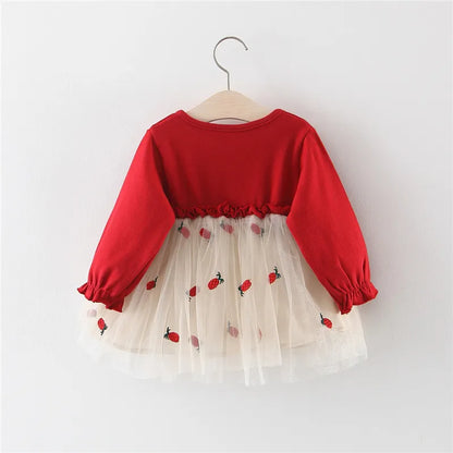 Baby Girl First Birthday Red Princess Dress childrensterritory