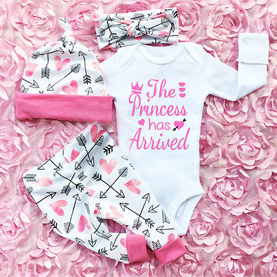 Newborn Girls Letter Printed 3 Piece Winter Clothing Set childrensterritory