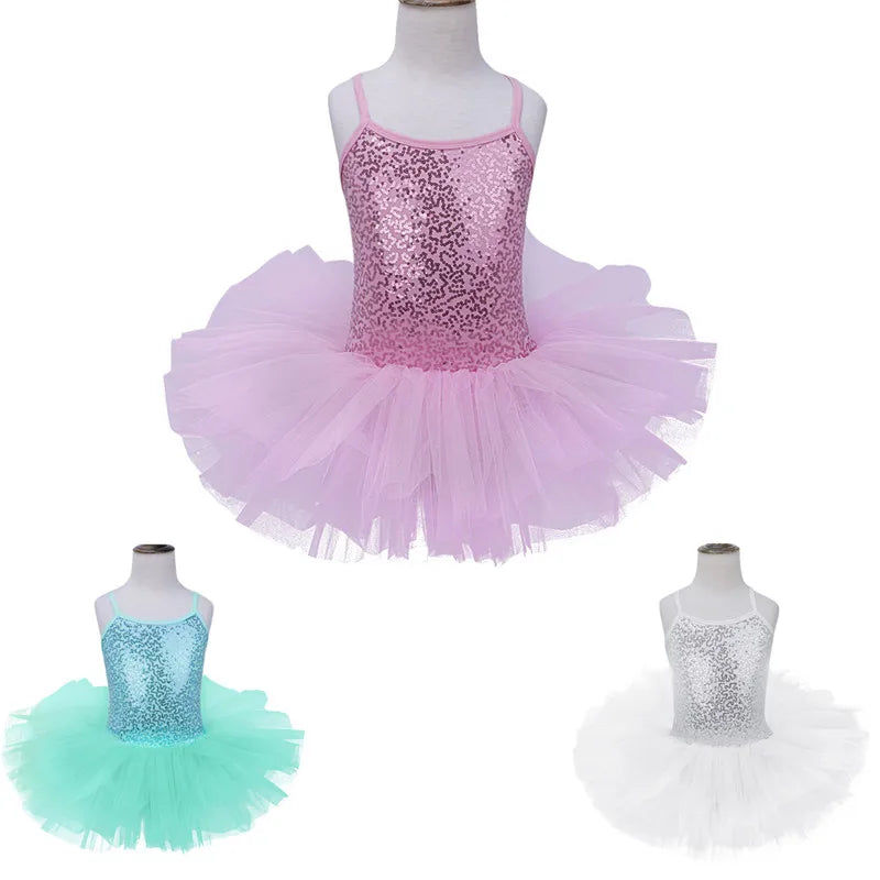 Kids Girls Sequin Tulle Ballet Dresses childrensterritory