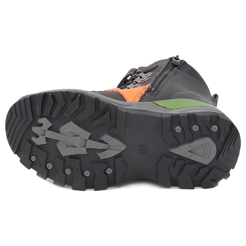 Boys Mid-Calf Black Leather And Rubber Winter Shoes childrensterritory