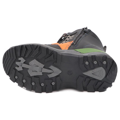 Boys Mid-Calf Black Leather And Rubber Winter Shoes childrensterritory