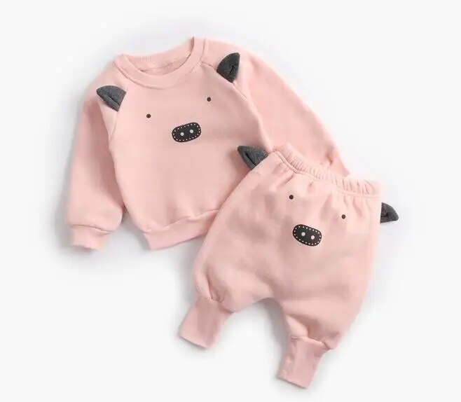 Animal Printed 2Pcs Casual Warm Baby Clothes Sets Tops + Pants childrensterritory