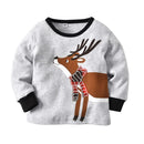 Kid Boys Girls Deer T-shirt Red Plaid Pants 2 Piece Outfit Set childrensterritory