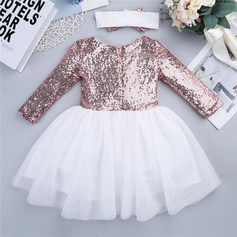 Flower Sequins Formal Dresses for Kids Girls Birthday/Baptism childrensterritory