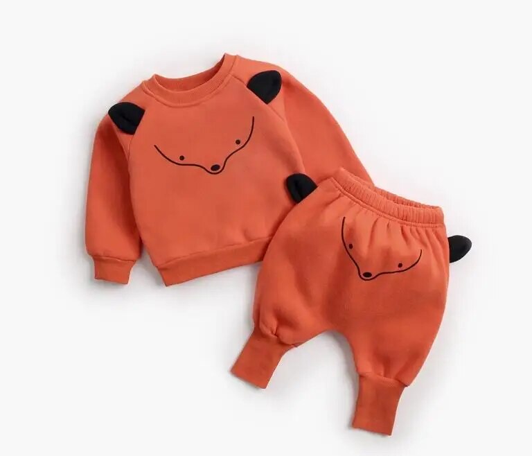 Animal Printed 2Pcs Casual Warm Baby Clothes Sets Tops + Pants childrensterritory