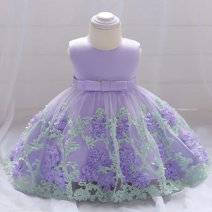 Sleeveless Flower Print Party Dresses For Girls