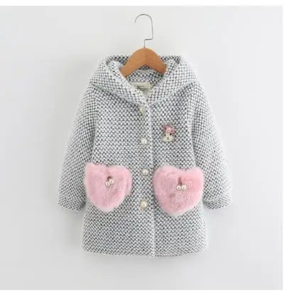Kids Girl's Thick Warm Hooded Coat with Pockets childrensterritory
